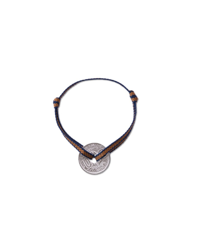Le Sou Français - Bracelet Vincennes - 10 centimes argent - Plat Ambré Marine