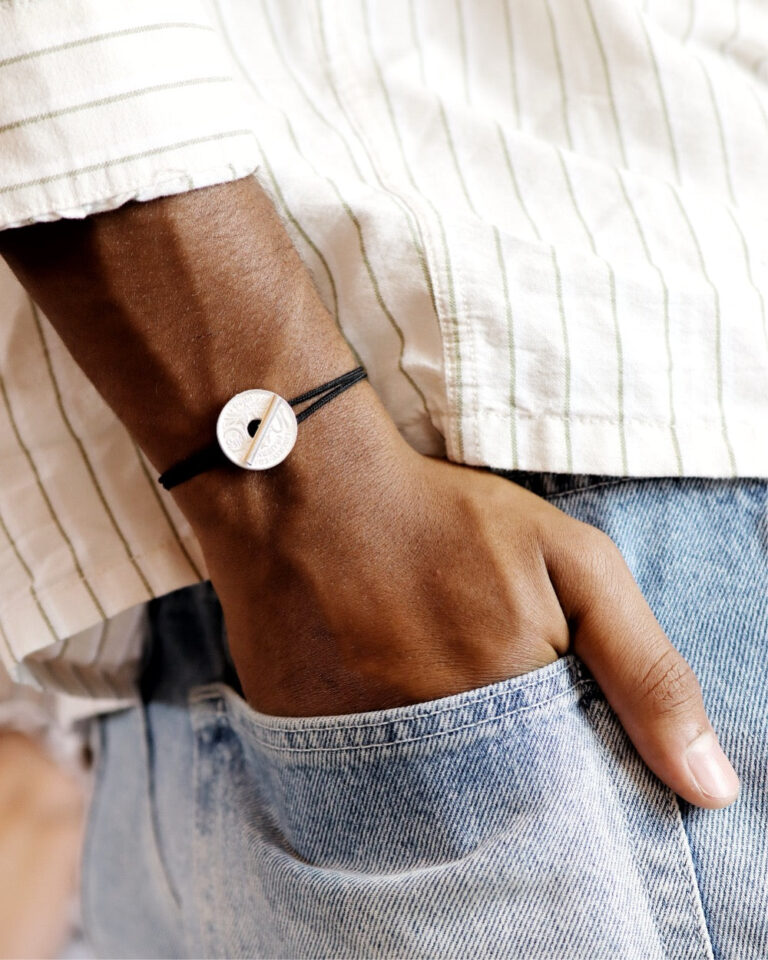 Le Sou Français - Bracelet le T - 10 centimes argent - Noir