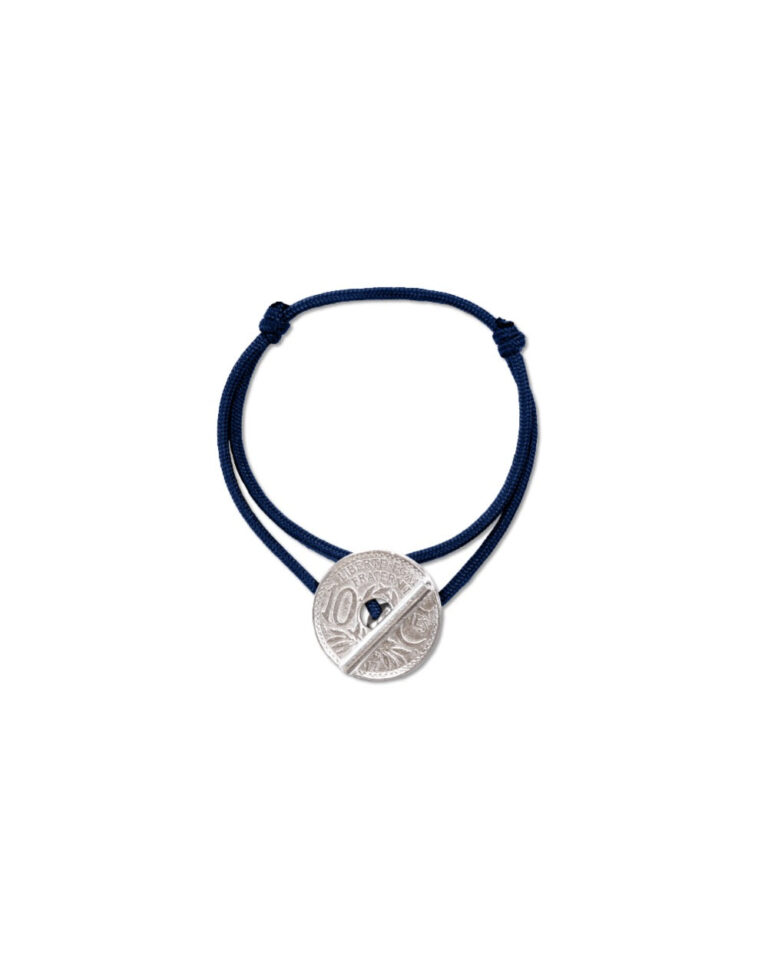 Le Sou Français - Bracelet le T - 10 centimes argent - Marine
