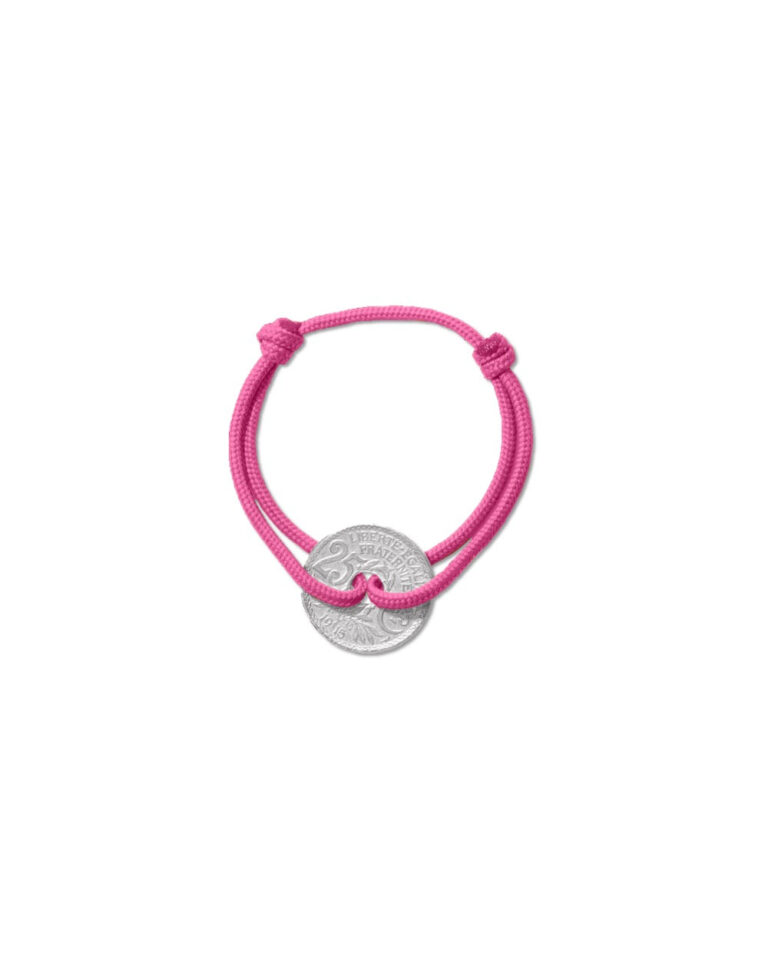LE SOU FRANÇAIS - Bracelet Montmartre - 25 centimes argent - Rose vif