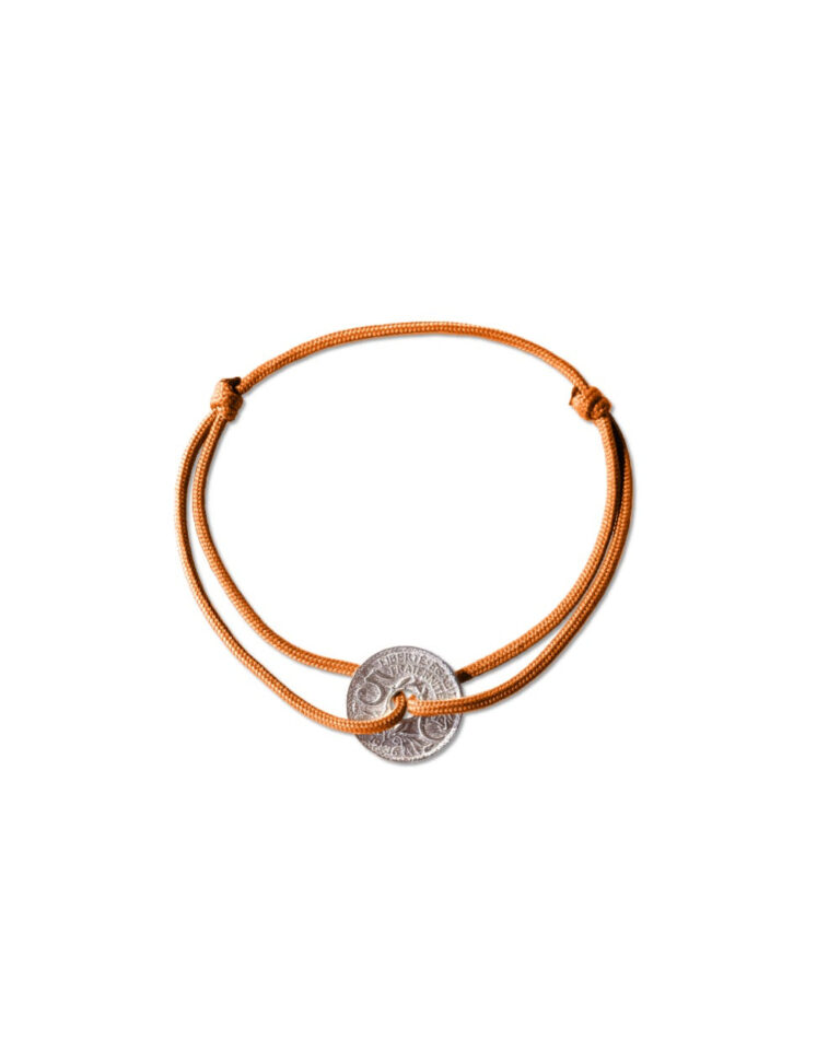 LE SOU FRANÇAIS - Bracelet Louvre - 5 centimes argent - Orange Vif