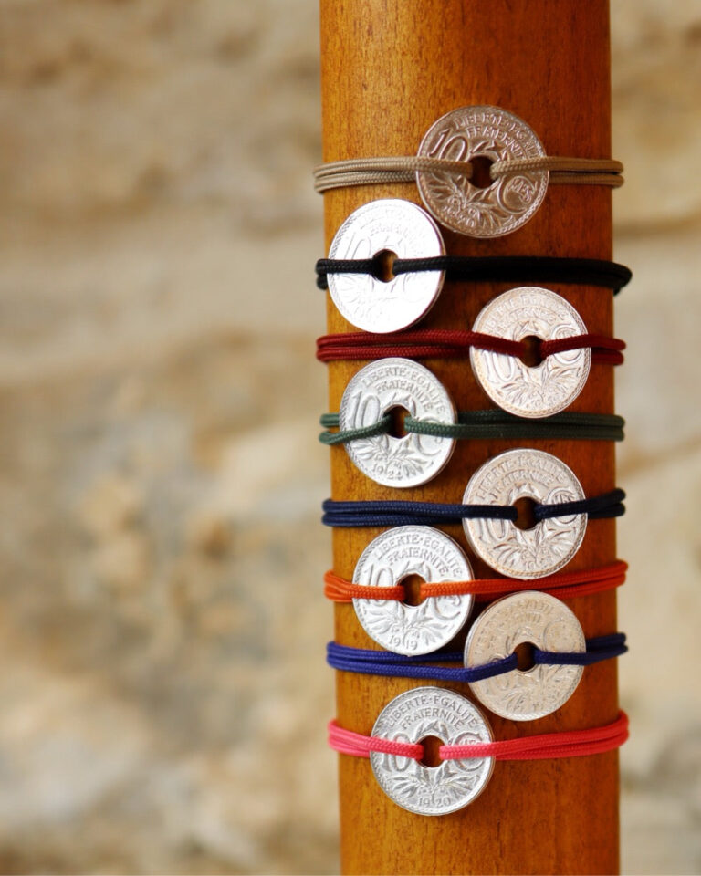 Le Sou Français - Bracelet Vincennes - 10 centimes argent - Orange Vif