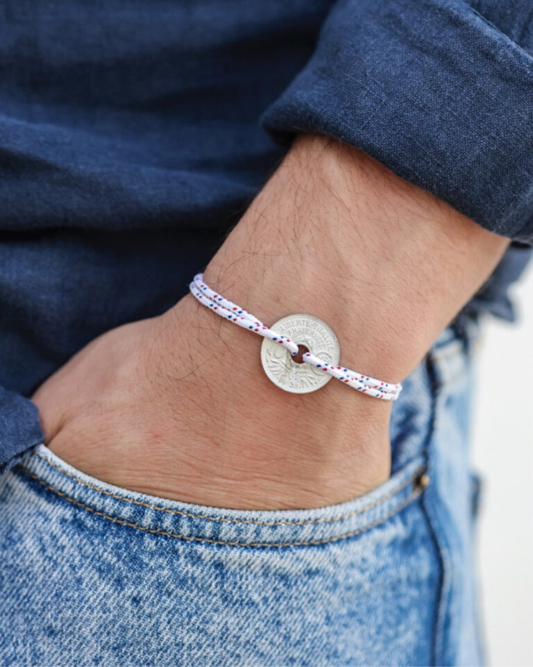 Le Sou Français - Bracelet Vincennes - 10 centimes argent - Navigateur Blanc