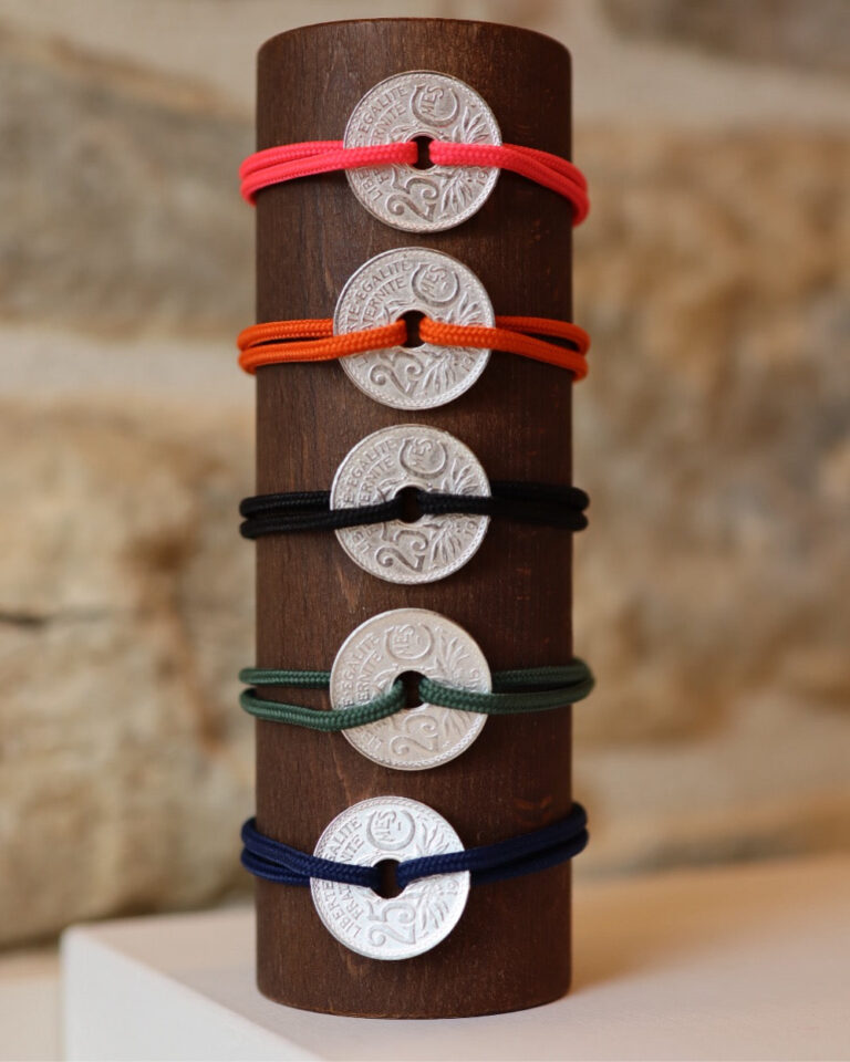 LE SOU FRANÇAIS - Bracelet Montmartre - 25 centimes argent - Rose vif