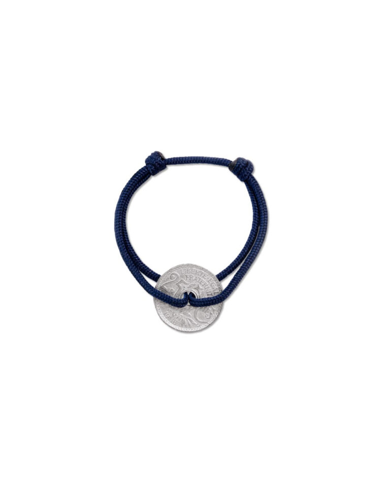 LE SOU FRANÇAIS - Bracelet Montmartre - 25 centimes argent - Marine