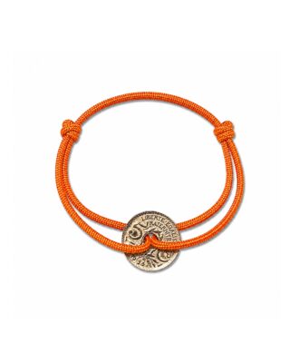 Bracelet Louvre – 5 centimes or – Orange Vif par la marque LE SOU FRANÇAIS LE SOU FRANÇAIS - Bracelet Louvre – 5 centimes or – Orange Vif