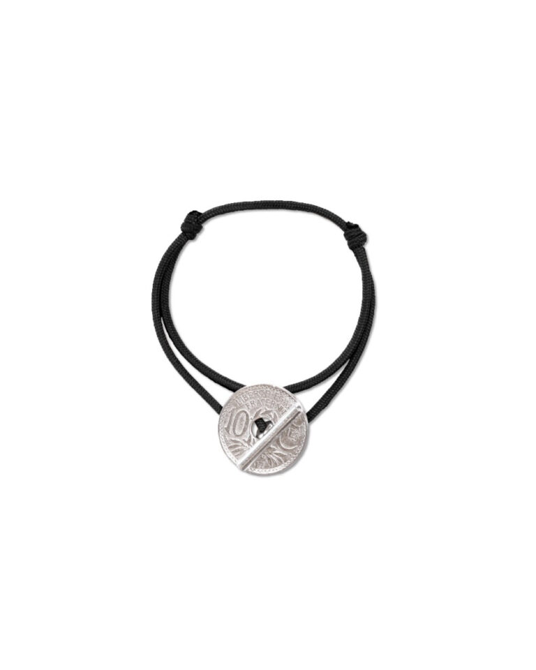 Le Sou Français - Bracelet le T - 10 centimes argent - Noir