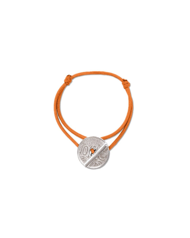 Le Sou Français - Bracelet le T - 10 centimes argent - Orange Vif