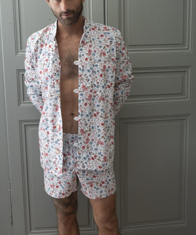 Fleurs Pois & Cie - Chemise ou veste pour homme ? - Rouge/Ivoire/Bleu/Rose/Blanc/Noir
