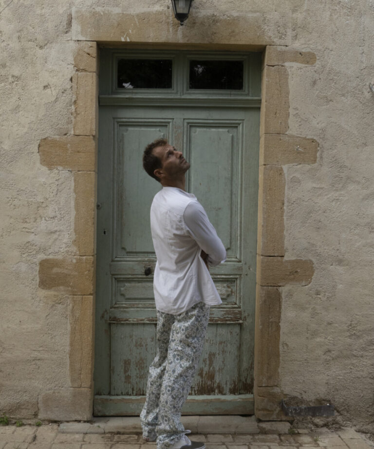 Fleurs Pois & Cie - Pantalon Pyjama homme et/ ou de ville - Blanc/vert foncé/vert clair/Bleu ciel