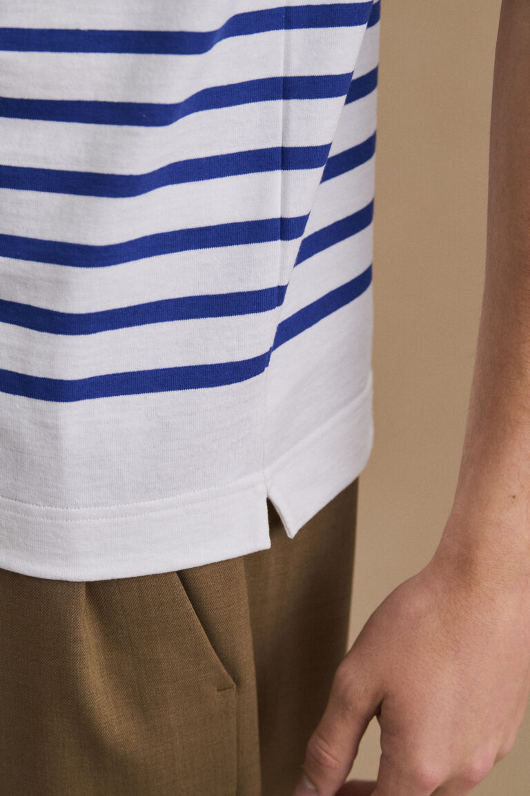 Le Minor - T-shirt marinière blanche avec rayure rouge – XXL