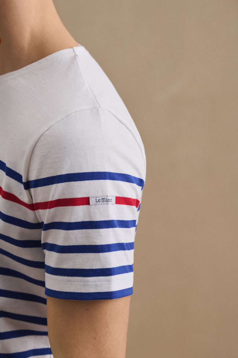 Le Minor - T-shirt marinière blanche avec rayure rouge – XXL