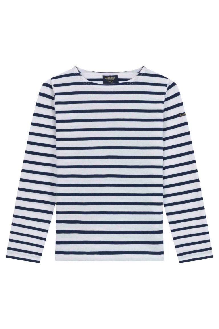 Le Minor - Marinière classique blanche et marine pour femme – XL