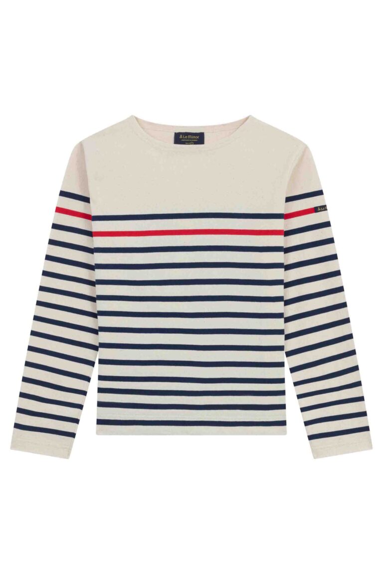 Le Minor - Marinière originale écru avec rayure rouge pour femme – XXL