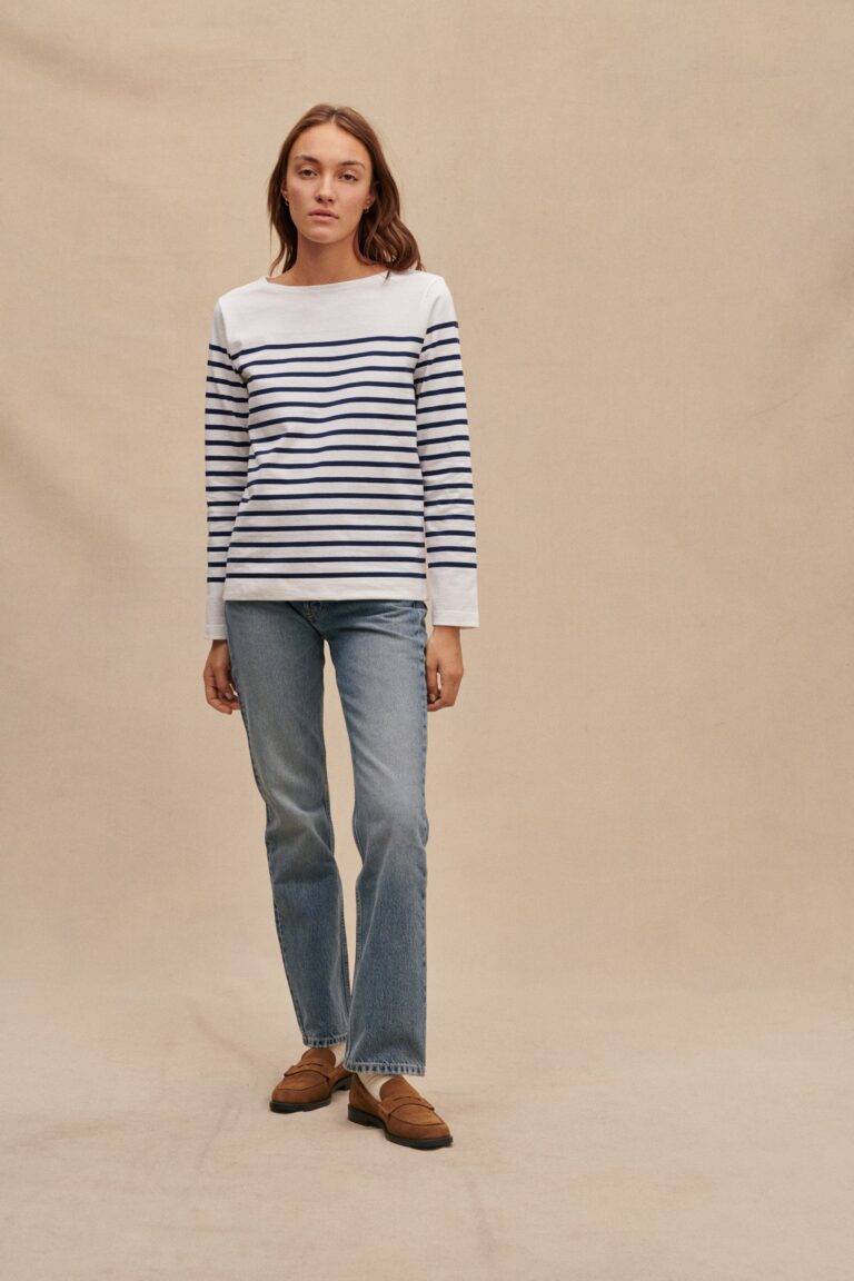 Le Minor - Marinière Marine Nationale blanche et marine pour femme – XXL