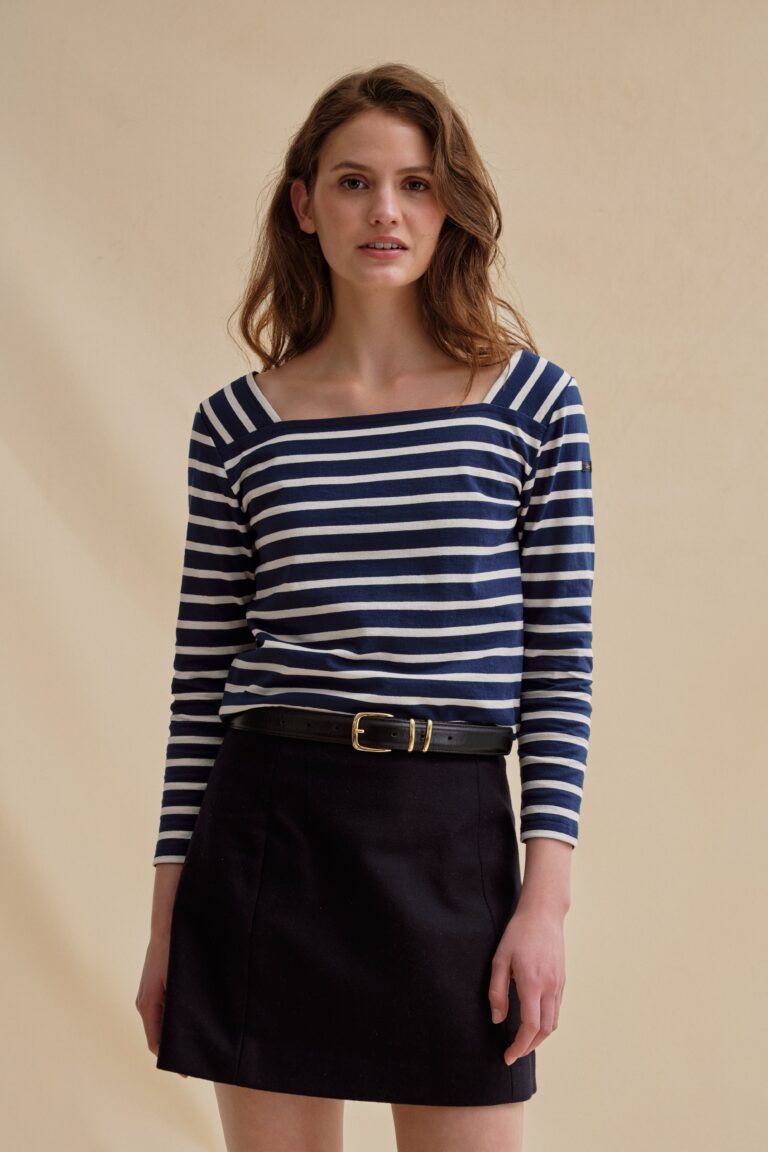 Le Minor - Marinière Gabrielle bleu marine et écru pour femme – XL