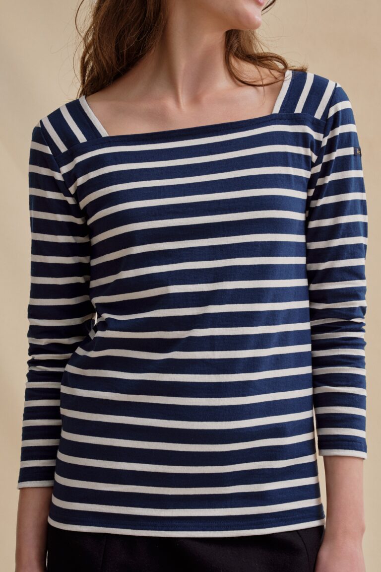 Le Minor - Marinière Gabrielle bleu marine et écru pour femme – XL