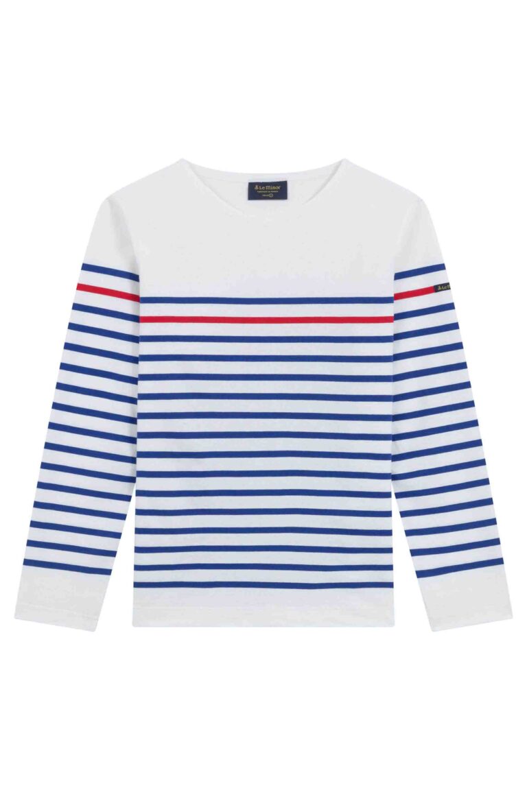Le Minor - Marinière originale blanche avec rayure rouge pour homme – XXL