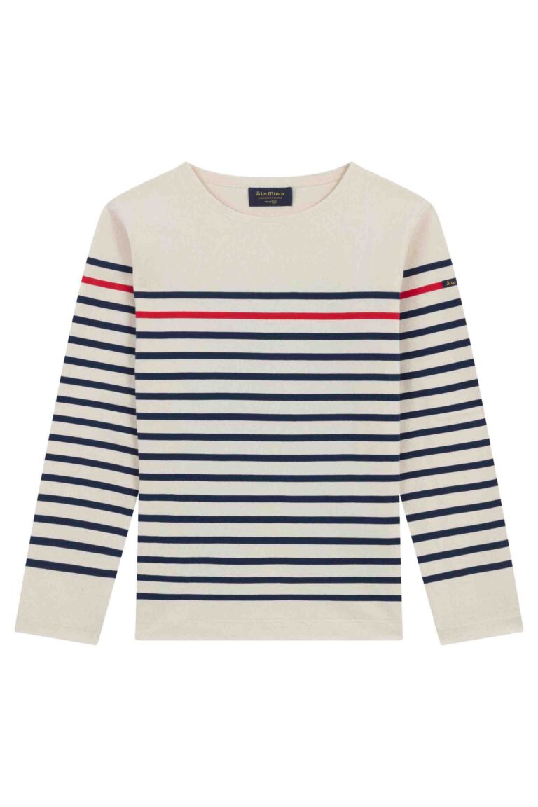 Le Minor - Marinière originale écru avec rayure rouge pour homme – XXL