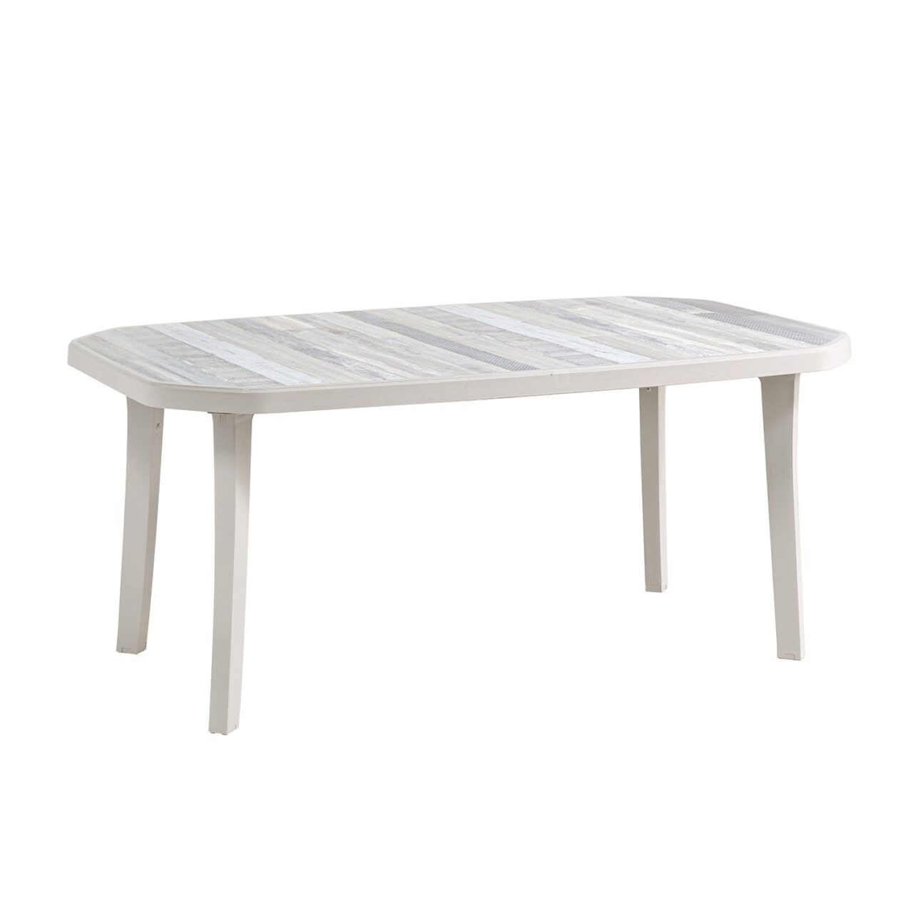 7889 Grosfillex B2C - Table de jardin rectangulaire Patchwork clair 165 x100 cm – Lin