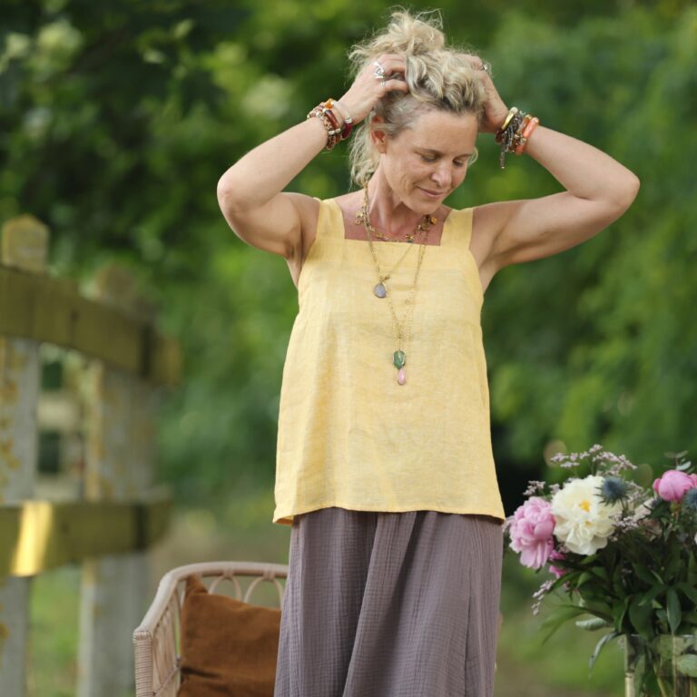 Quintessence - Blouse Florence – Lin chiné jaune doux – XXL