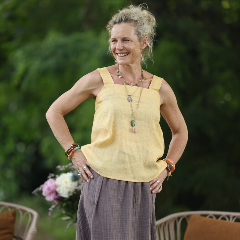 Quintessence - Blouse Florence – Lin chiné jaune doux – XXL