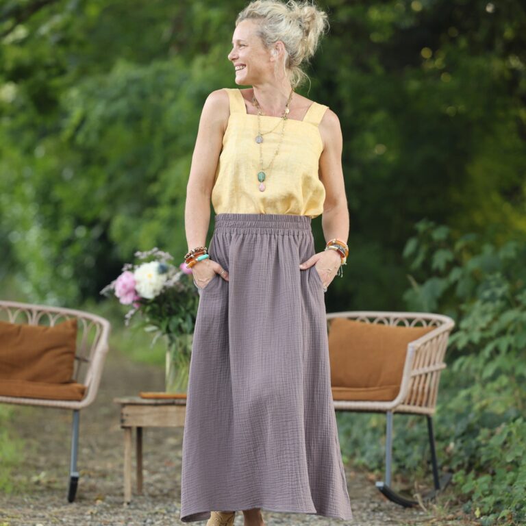 Quintessence - Blouse Florence – Lin chiné jaune doux – XXL