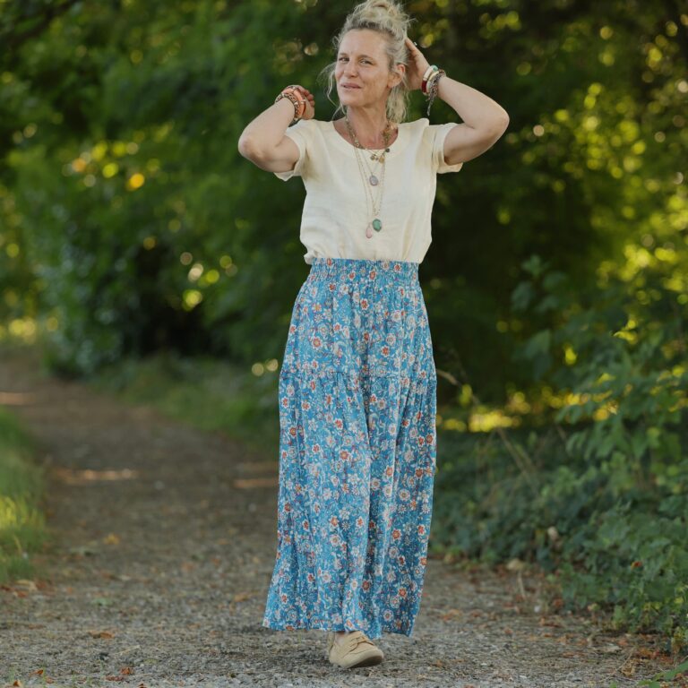 Meta SS25 - Jupe Sarah - viscose bouquet turquoise – XXXL