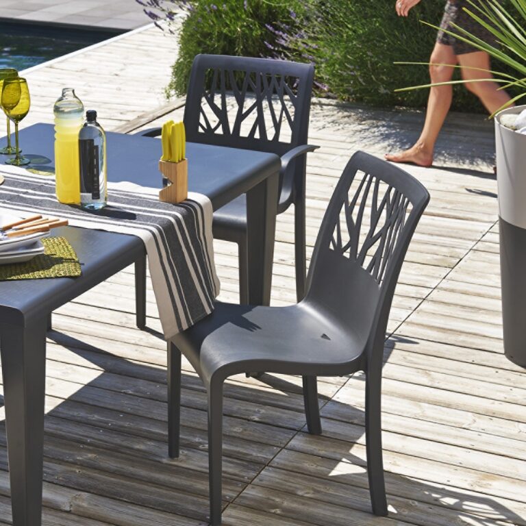 Grosfillex B2C - Chaise de jardin Végétal recyclée – Anthracite