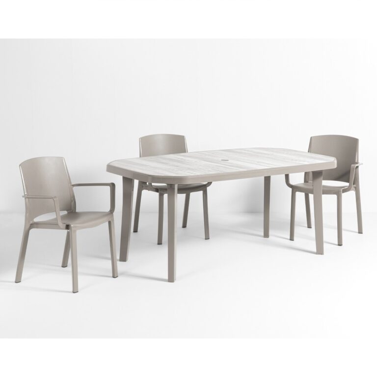 Grosfillex B2C - Table résine d'extérieur Nordic 165 x 100 cm – Lin