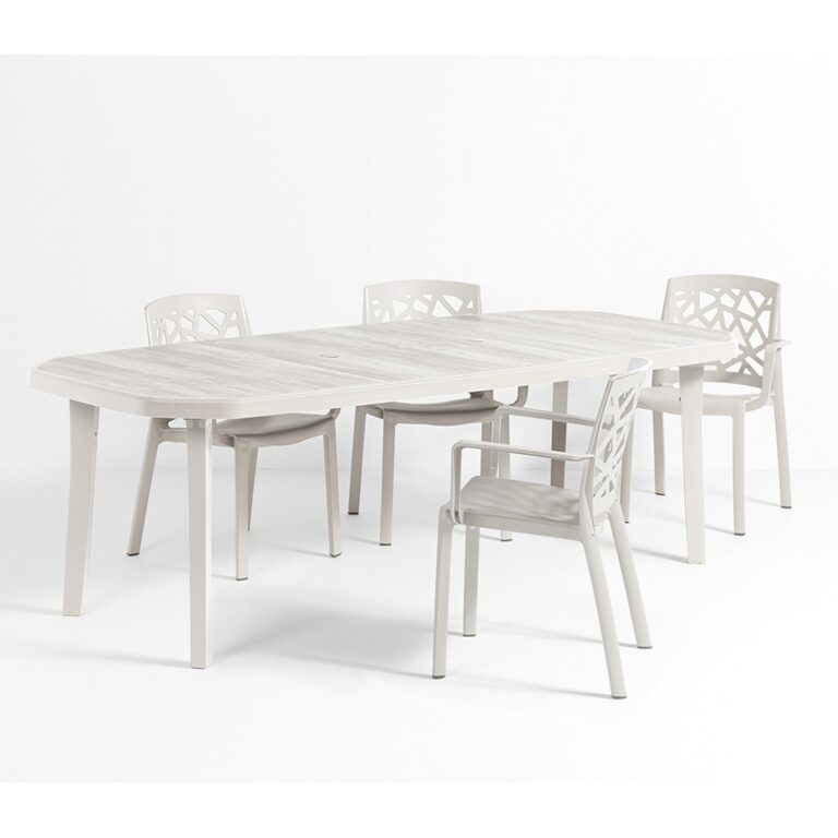 Grosfillex B2C - Table résine d'extérieur Nordic 165 x 100 cm – Lin