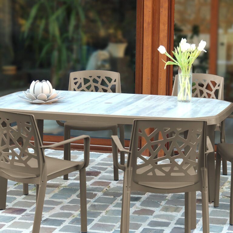 Grosfillex B2C - Table résine d'extérieur Nordic 165 x 100 cm – Lin