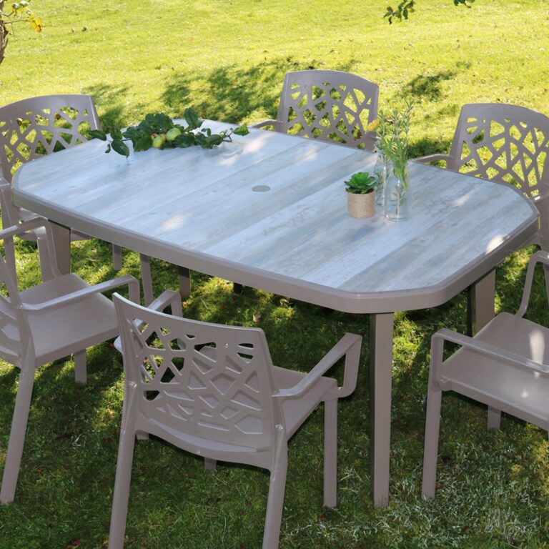 Grosfillex B2C - Table résine d'extérieur Nordic 165 x 100 cm – Lin