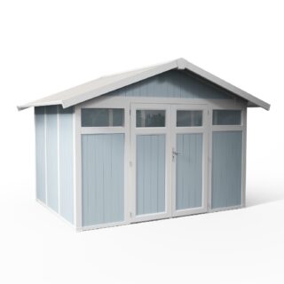 Abri de jardin 7,5 m² gris – bleu Utility par la marque Grosfillex Grosfillex - Abri de jardin 7,5 m² gris – bleu Utility