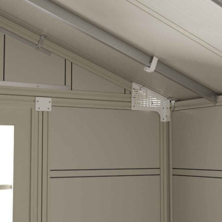 Grosfillex B2C - Abri de jardin 11 m² Sherwood Déco – Bois naturel - blanc