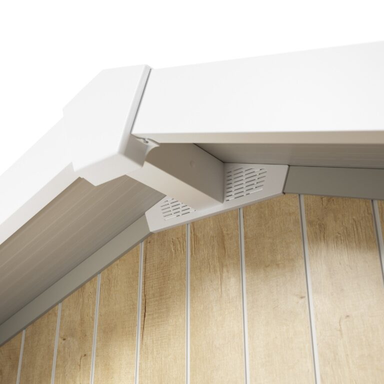 Grosfillex B2C - Abri de jardin 11 m² Sherwood Déco – Bois naturel - blanc