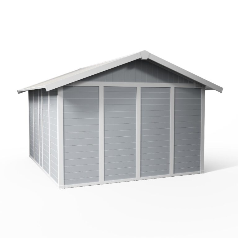 Grosfillex B2C - Abri de jardin 11 m² gris clair Déco – Blanc - gris