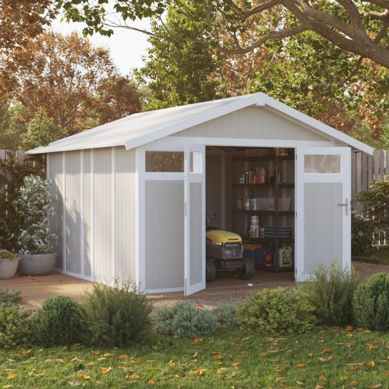 Grosfillex B2C - Abri de jardin 11 m² gris - vert Utility – Gris-vert