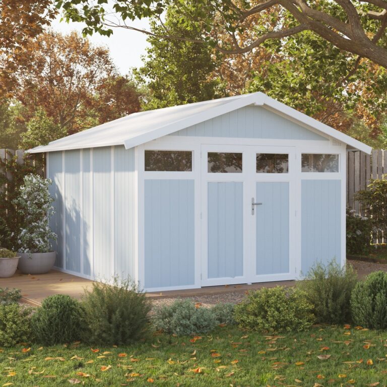 Grosfillex B2C - Abri de jardin 11 m² gris - bleu Utility – Gris-bleu