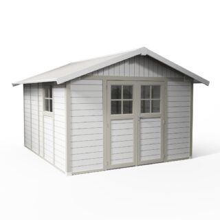 Abri de jardin 11 m² blanc-gris_vert Déco par la marque Grosfillex Grosfillex - Abri de jardin 11 m² blanc-gris_vert Déco