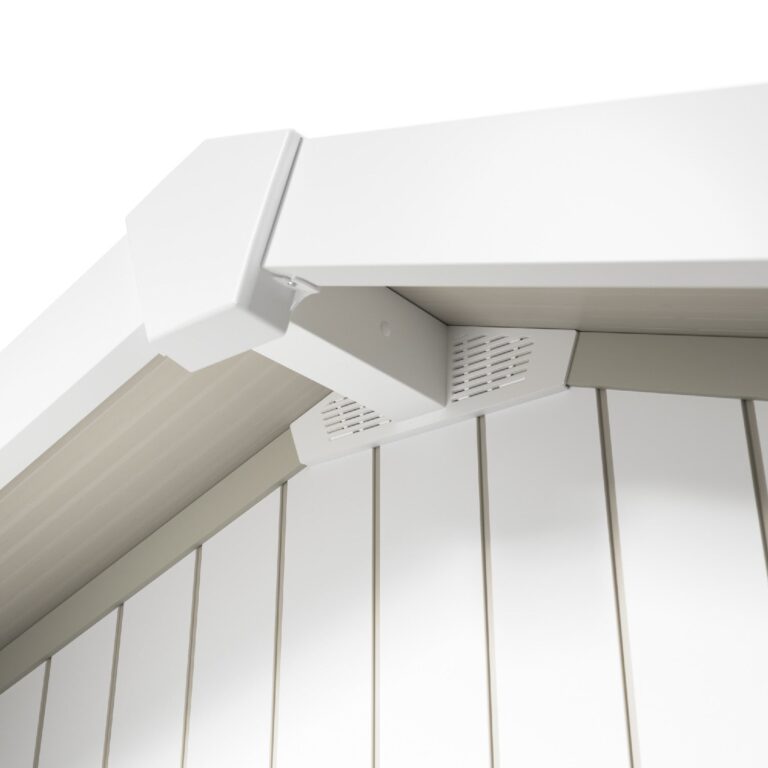 Grosfillex B2C - Abri de jardin 11 m² blanc-gris_vert Déco – blanc-liserets gris-vert