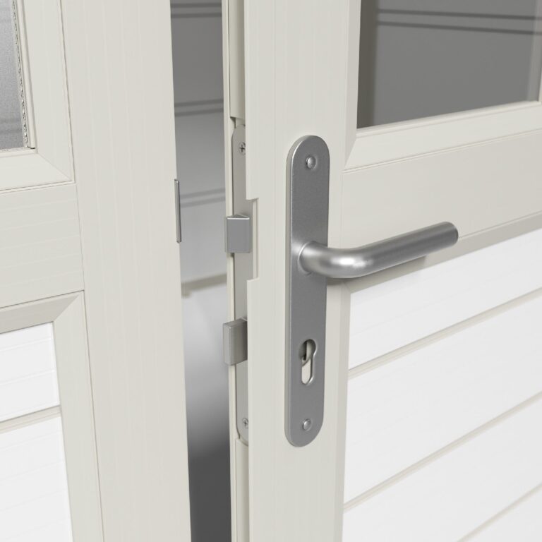 Grosfillex B2C - Abri de jardin 11 m² blanc-gris_vert Déco – blanc-liserets gris-vert