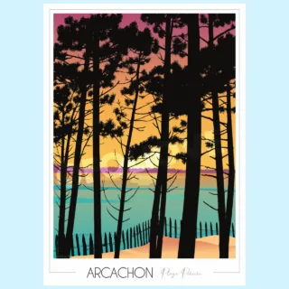Affiche Arcachon Plage Pereire par la marque Foliove Foliove - Affiche Arcachon Plage Pereire