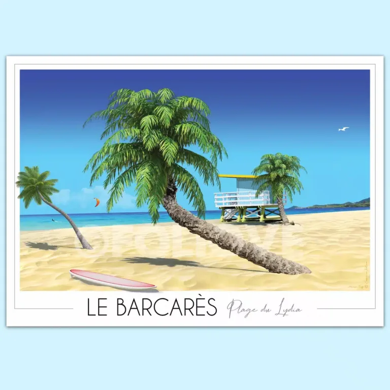 Affiche Barcares Plage du Lydia 1 2000x2000 1 Foliove - Affiche Le Barcarès – 100x140 cm (B0)