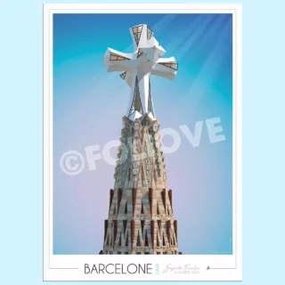 Affiche Barcelone Sagrada Familia Tour de Jésus par la marque Foliove Foliove - Affiche Barcelone Sagrada Familia Tour de Jésus