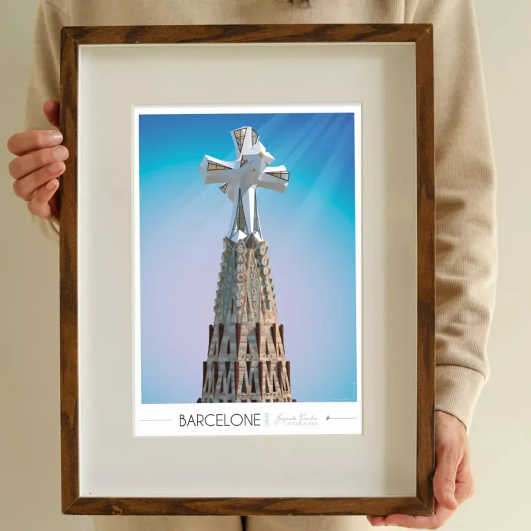 Foliove - Affiche Barcelone Sagrada Familia Tour de Jésus – 50x70 cm (B2)