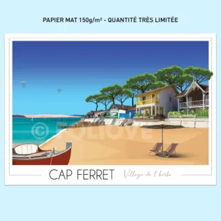 Affiche Lège Cap Ferret Village de l’Herbe 50×70 cm | 150g par la marque Foliove Foliove - Affiche Lège Cap Ferret Village de l’Herbe 50×70 cm | 150g