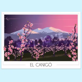 Foliove - Affiche Canigou Pêchers en fleurs