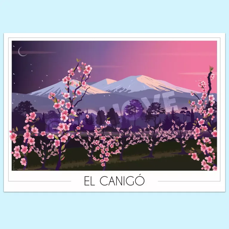Foliove - Affiche Canigou Pêchers en fleurs – 21x30 cm (A4)