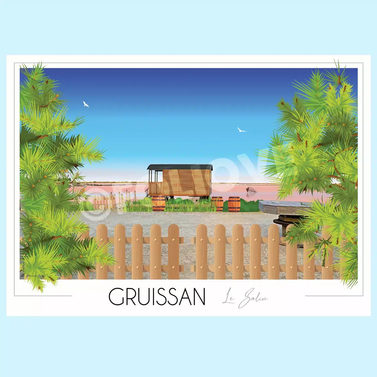 Affiche Gruisan roulotte du salin 1 Foliove - Affiche Salin de Gruissan - Roulotte – 50x70 cm (B2)